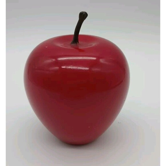 Red Apple Paperweight Marble Alabaster Stone unmarked, Teacher Appreciation - Picture 1 of 9